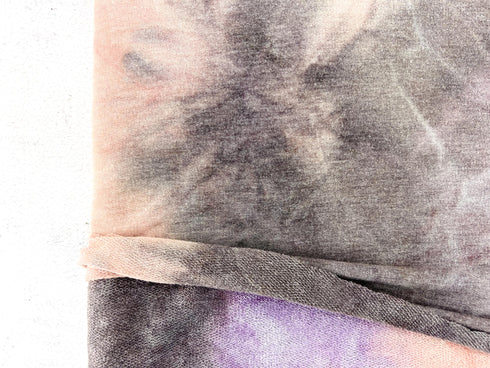 Peach Purple Tie Dye Baby French Terry Knit Fabric Remnant 3.25 yards FTK00877